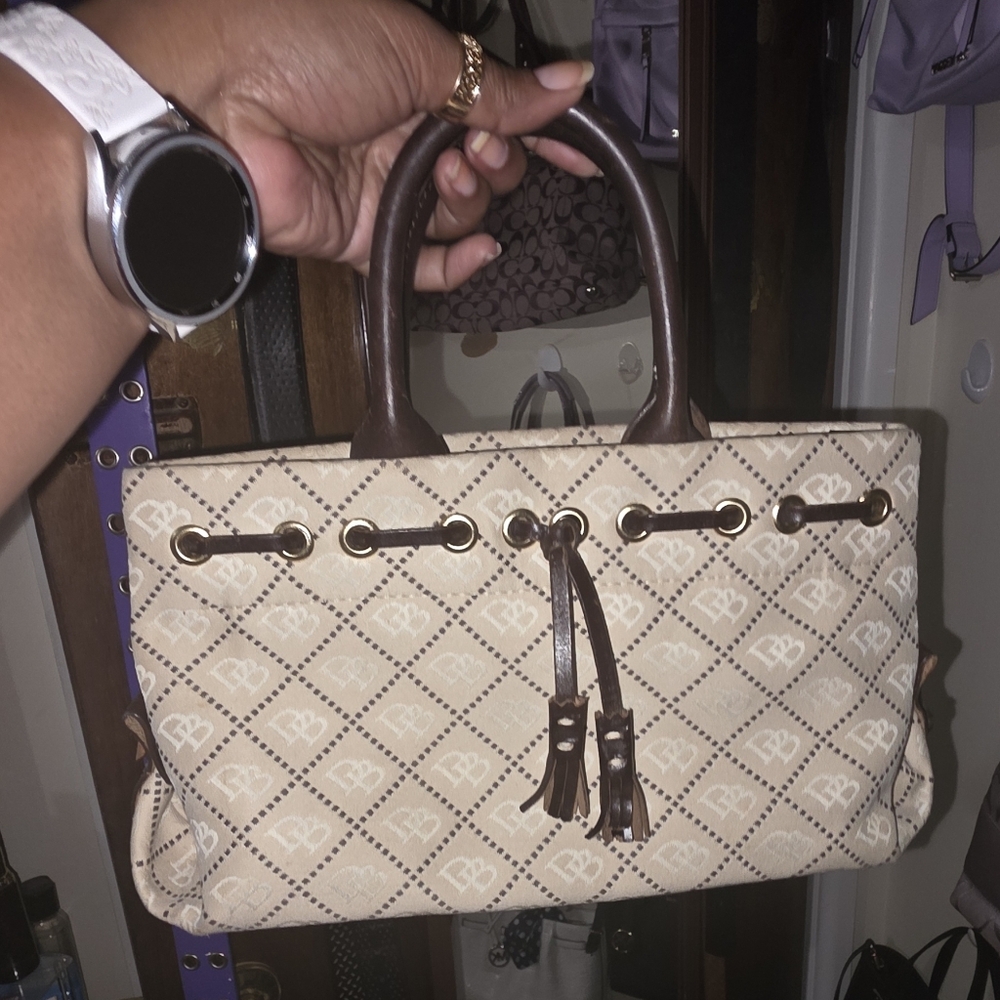 Dooney And Bourke Elegant Cream and Brown Handbag